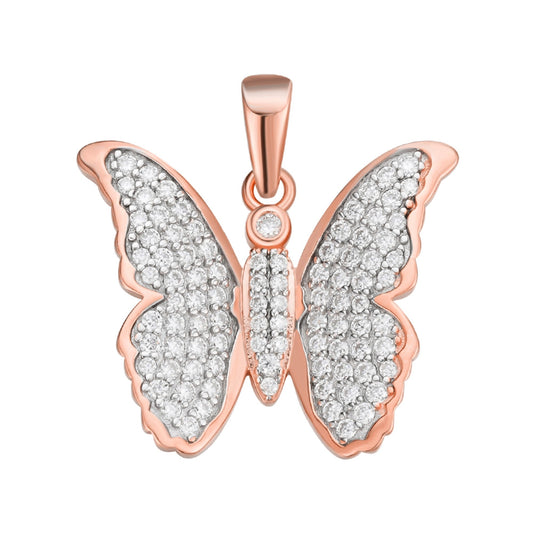 S.Silver Round Moissanite Butterfly Animal Pendant RP+PP 3/4 Cttw