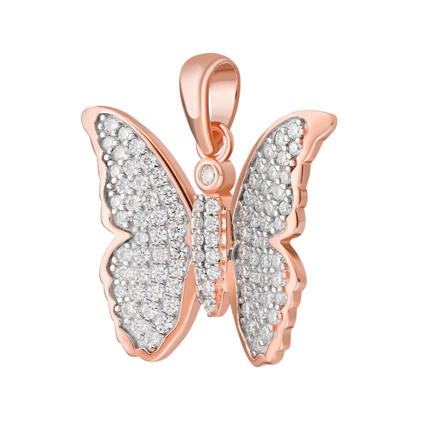 S.Silver Round Moissanite Butterfly Animal Pendant RP+PP 3/4 Cttw