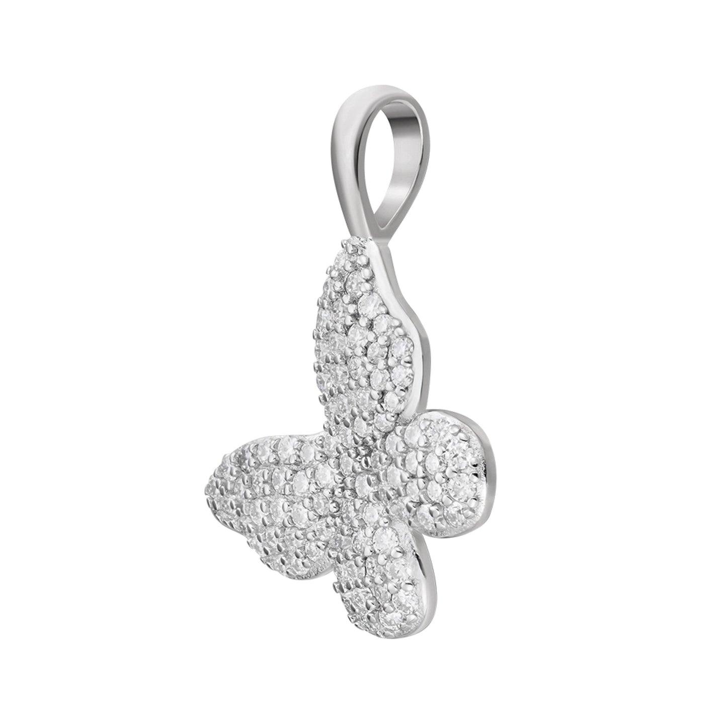 S.Silver Round Moissanite Butterfly Animal Pendant RP 5/8 Cttw