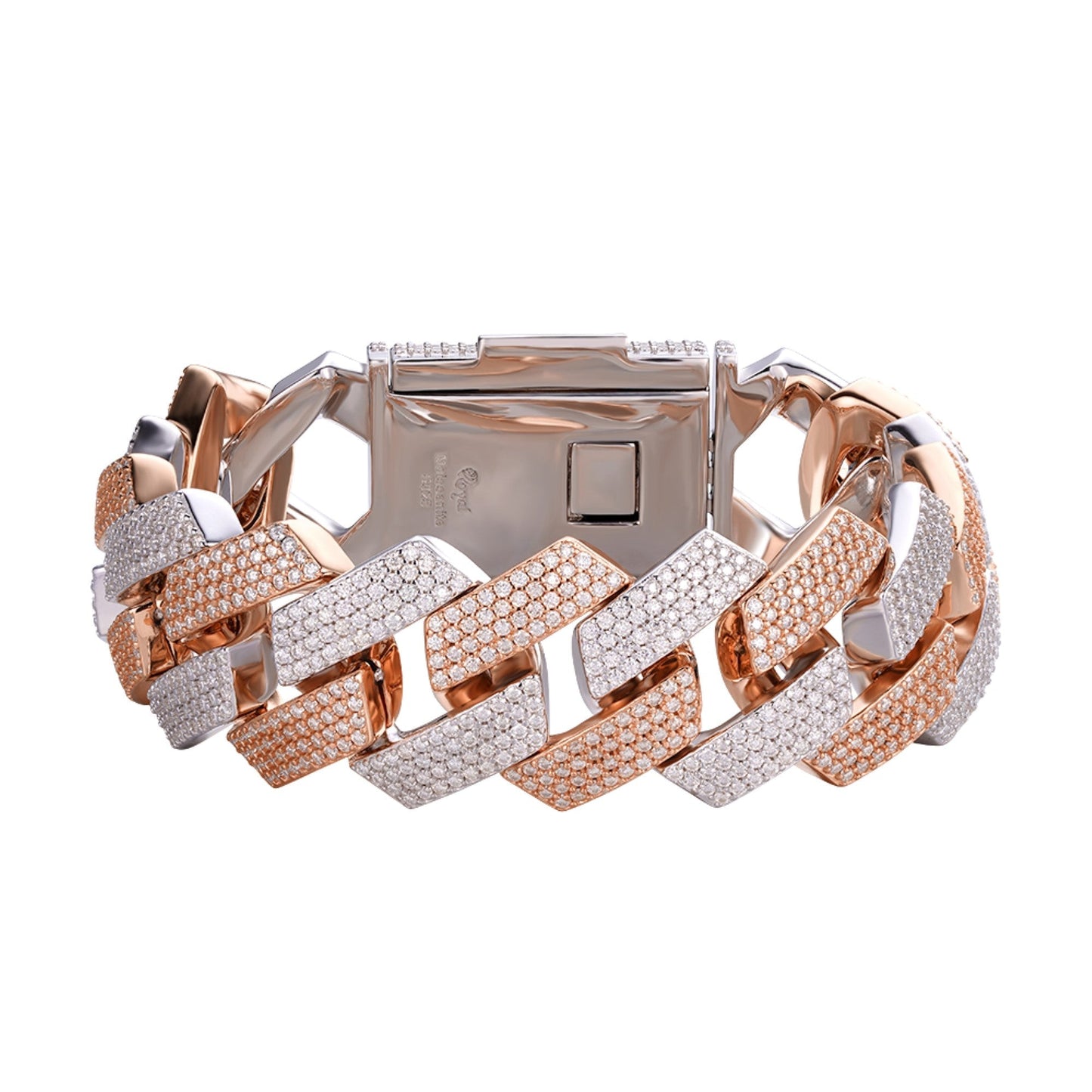 S.Silver Moissanite 23mm Miami Cuban 8.50 Inch Mens Bracelet RP+PP 22 Cttw