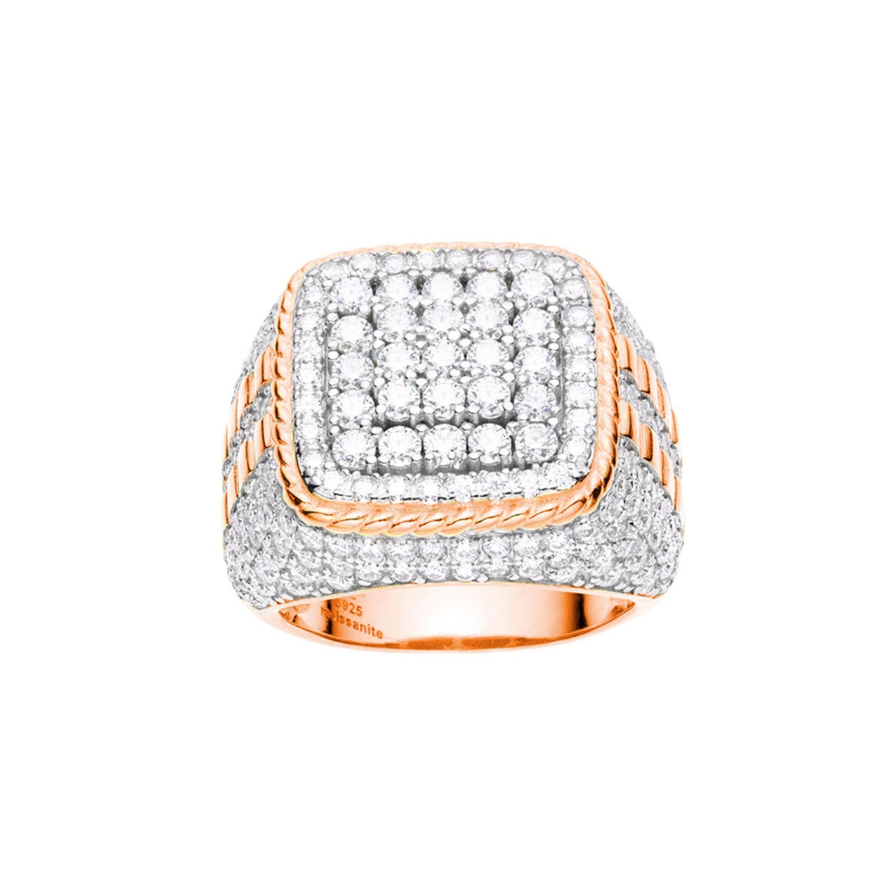 S.Silver Moissanite Carat Mens Ring Size 10 (RP)+PP 4-1/4 Cttw