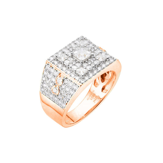 S.Silver Round Baguette Moissanite Square Shape Designer Sz 9 Mens Ring RP+PP 2-3/8 Cttw