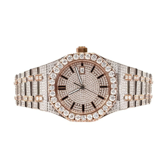 Moissanite Stainless Steel Watch Two Tone Steel Band 22-1/3 Cttw