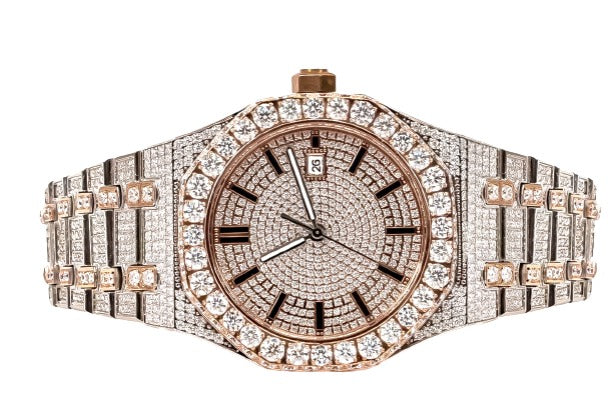 Moissanite Stainless Steel Watch Two Tone Steel Band 22-1/3 Cttw