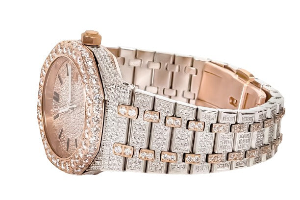 Moissanite Stainless Steel Watch Two Tone Steel Band 22-1/3 Cttw