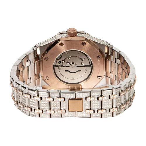 Moissanite Stainless Steel Watch Two Tone Steel Band 22-1/3 Cttw