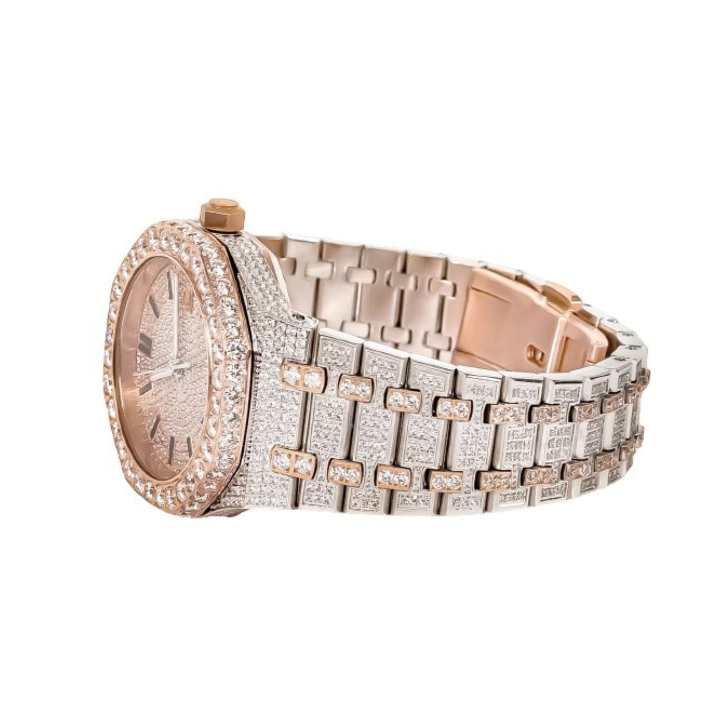 Moissanite Stainless Steel Watch Two Tone Steel Band 22-1/3 Cttw