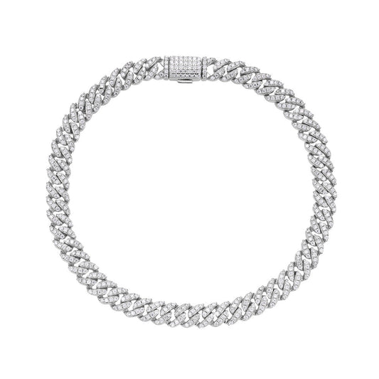 S.Silver Moissanite Cuban Chain Bracelet 8 Inch RP 2-7/8 Cttw