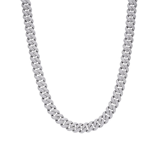 S.Silver Moissanite 10mm Heavy Cuban Chain 22 Inch Necklace RP 15-1/2 Cttw
