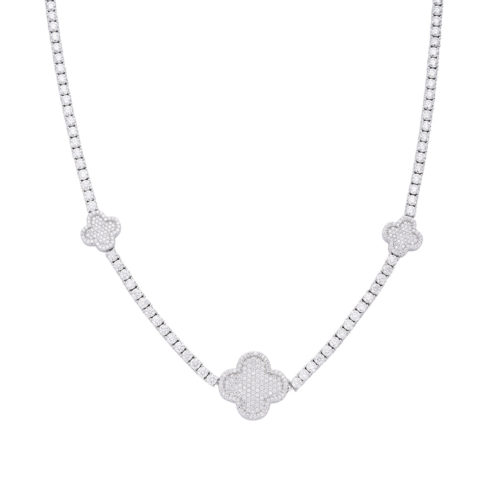 S.Silver Round Moissanite 15mm Designer With 3mm Tennis Chain 18 Inch Necklace RP 1 Cttw