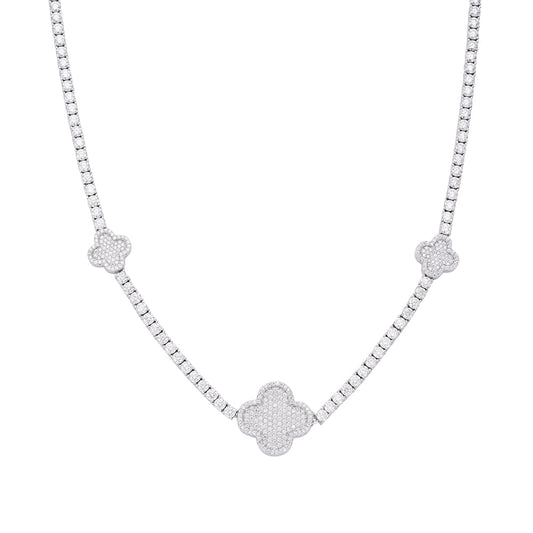 S.Silver Round Moissanite 15mm Designer With 3mm Tennis Chain 18 Inch Necklace RP 1 Cttw
