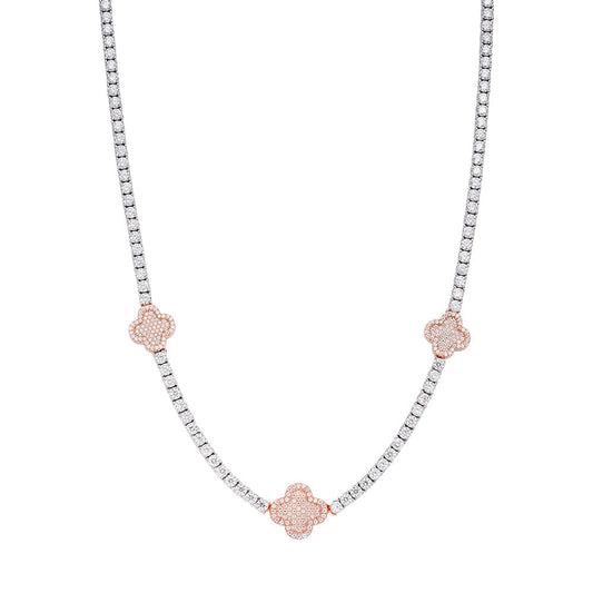 S.Silver Round Moissanite 15mm Designer With 3mm Tennis Chain 18 Inch Necklace RP+PP 1 Cttw
