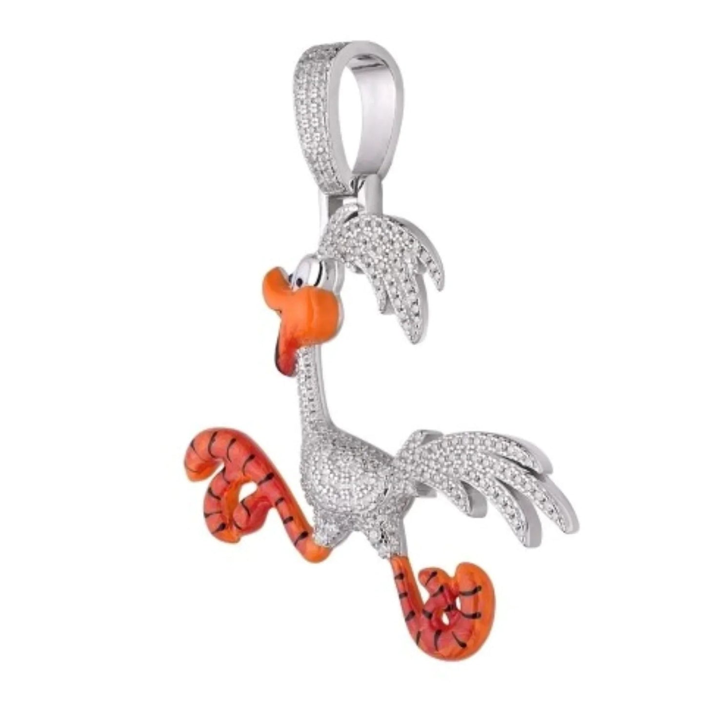 S.Silver Moissanite Enamel Bird Animal Pendant RP 7/8 Cttw