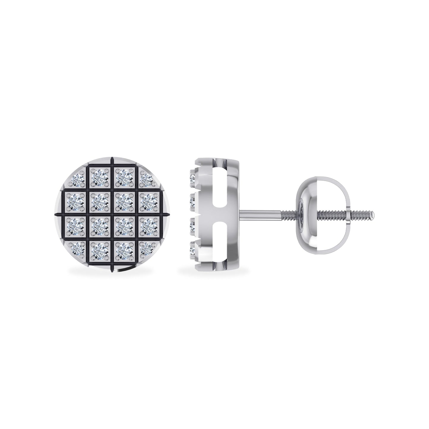10K White Gold Round Diamond Stud Earrings 1/10 Cttw