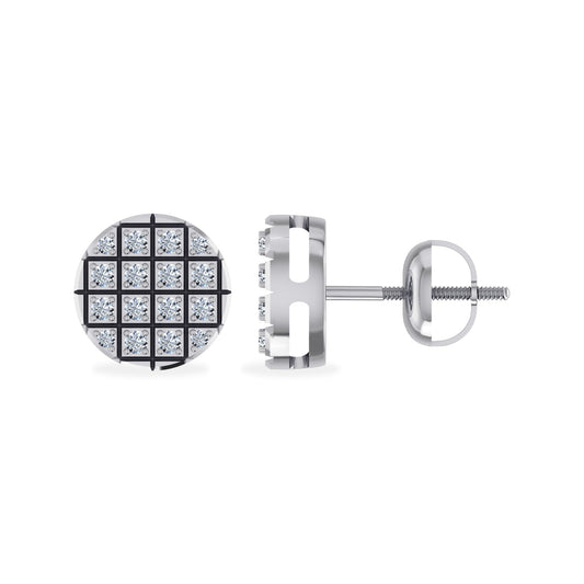 10K White Gold Round Diamond Stud Earrings 1/10 Cttw