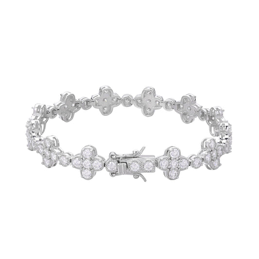 S.Silver Round Moissanite Designer Bracelet 7 Inch RP 7-1/3 Cttw