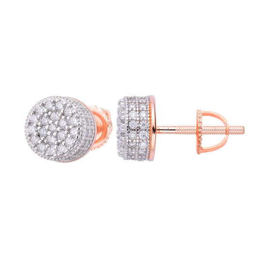 S.Silver Round Moissanite Cluster Designer Stud Earrings RP+PP 7/8 Cttw