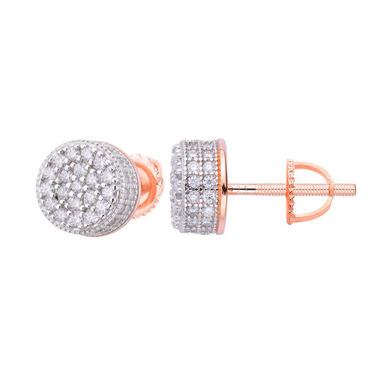 S.Silver Round Moissanite Cluster Designer Stud Earrings RP+PP 7/8 Cttw