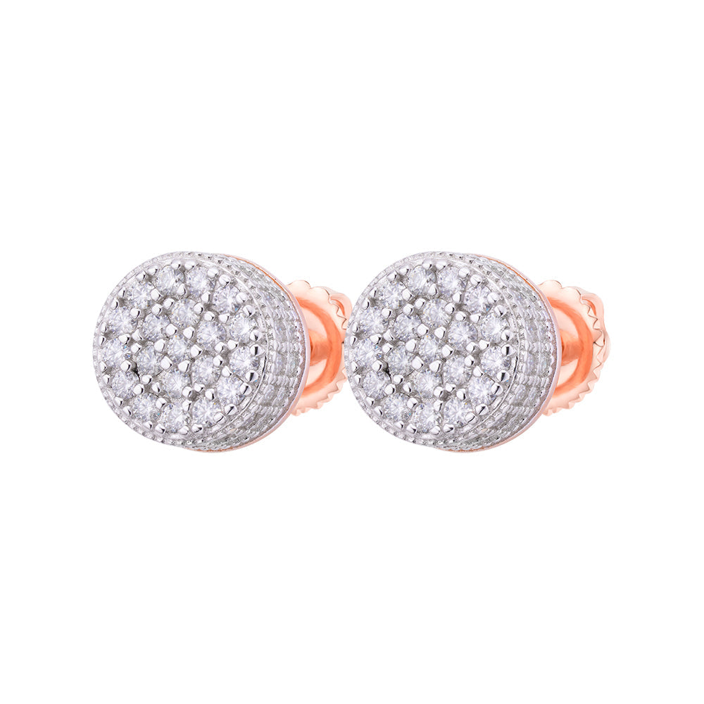 S.Silver Round Moissanite Cluster Designer Stud Earrings RP+PP 7/8 Cttw
