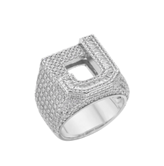 S.Silver Round Baguette Moissanite Cluster Initial J Letter Mens Ring 10 RP 4-1/2 Cttw