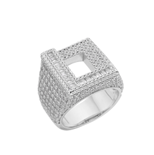 S.Silver Round Baguette Moissanite Cluster Initial L Letter Mens Ring 10 RP 4-3/4 Cttw