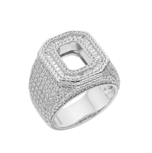 S.Silver Round Baguette Moissanite Cluster Initial O Letter Mens Ring 10 RP 4-5/8 Cttw