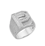 S.Silver Round Baguette Moissanite Cluster Initial P Letter Mens Ring 10 RP 5 Cttw