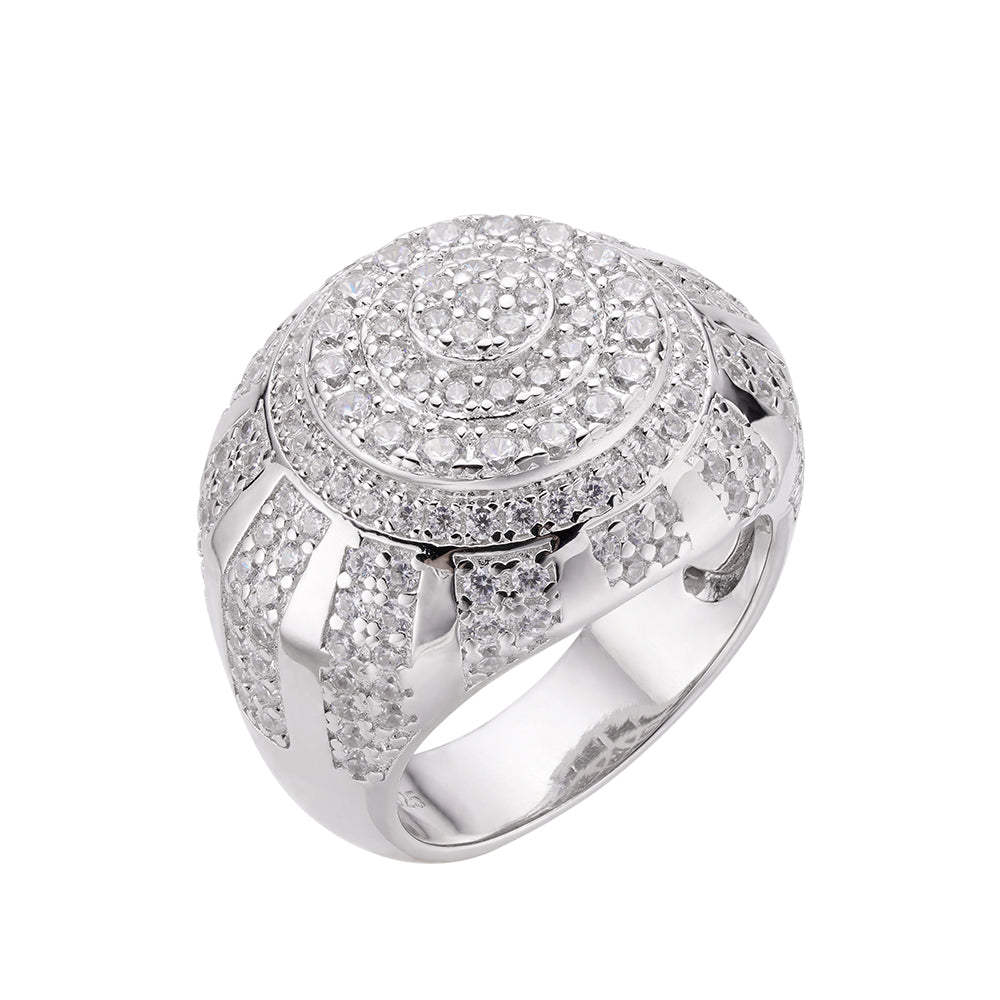 S.Silver Round Moissanite SZ 10 Designer Mens Ring RP 2-1/2 Cttw