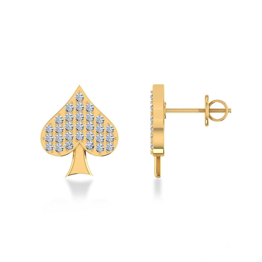 10K Yellow Gold Round Baguette Diamond Cluster Designer Stud Earrings 1/6 Cttw