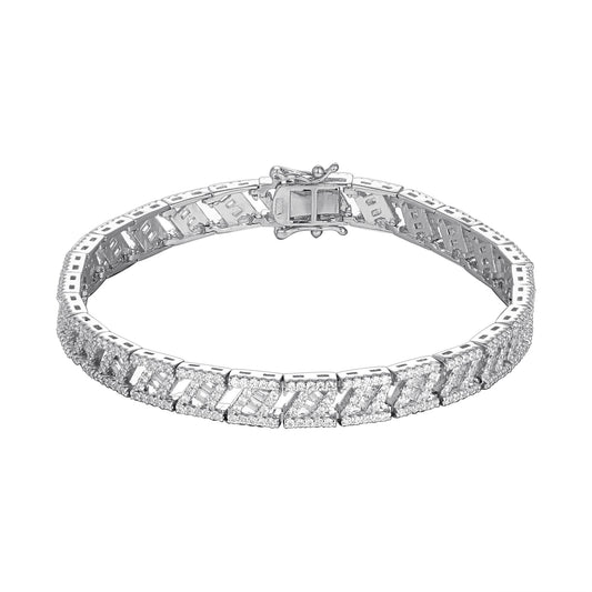 S.Silver CZ Designer 7.5 Inch Womens Bracelet RP