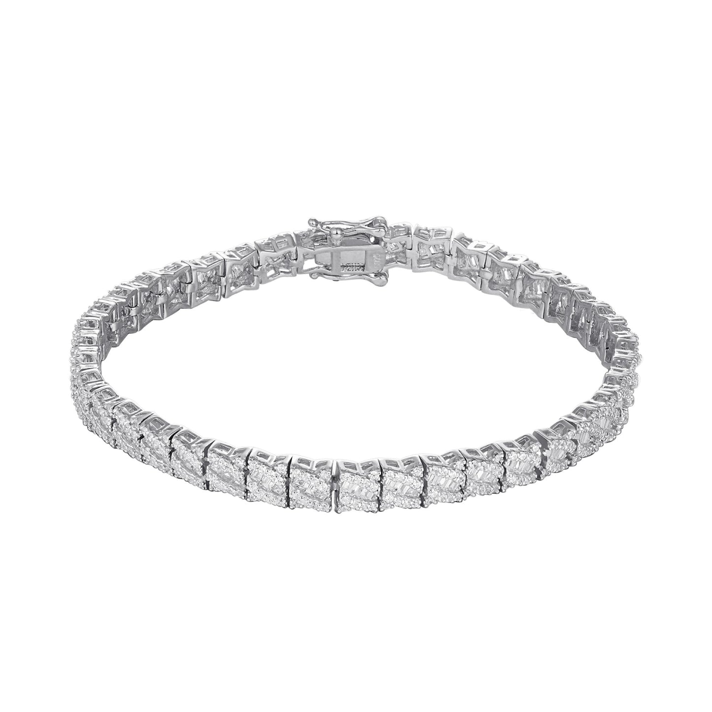S.Silver CZ Designer 7.5 Inch Womens Bracelet RP