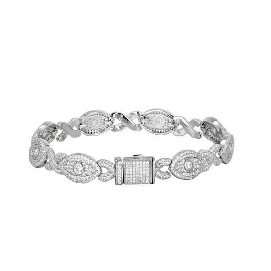 S.Silver Round CZ 8 Inch Designer Infinity Bracelet RP