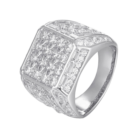 S.Silver CZ Square Shape Designer Mens Ring RP