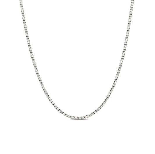 S.Silver 3mm CZ Tennis One Row Chain 4 Prong 18 Inch Necklace RP