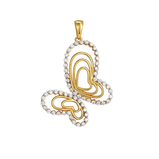S.Silver CZ Butterfly Animal Pendant RP+GP