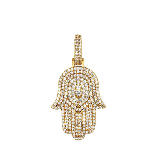 S.Silver CZ Hamza Hand Religious Pendant GP