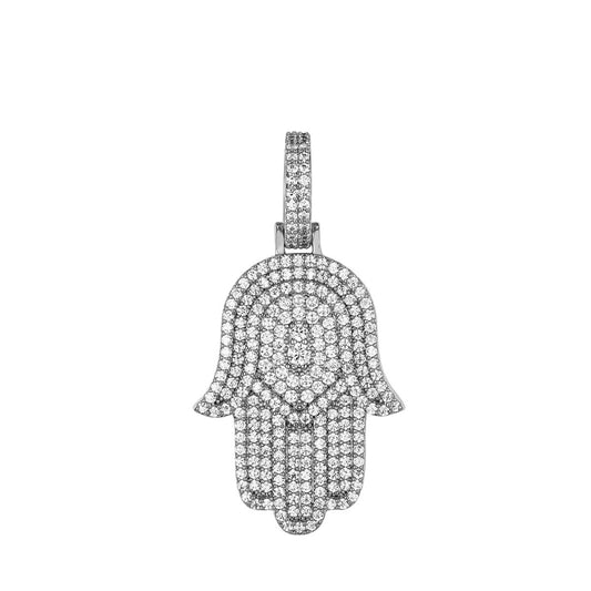 S.Silver CZ Hamza Hand Religious Pendant RP