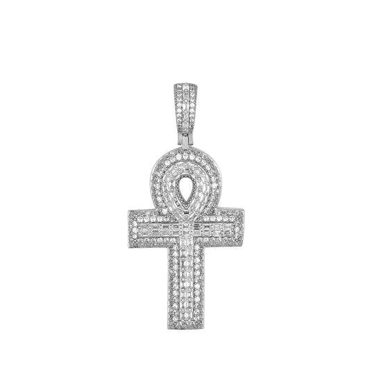 S.Silver CZ Cross Religious Pendant RP
