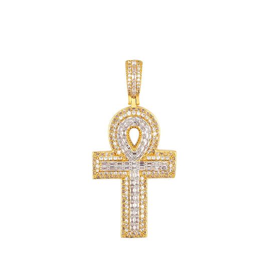 S.Silver CZ Cross Religious Pendant RP+GP