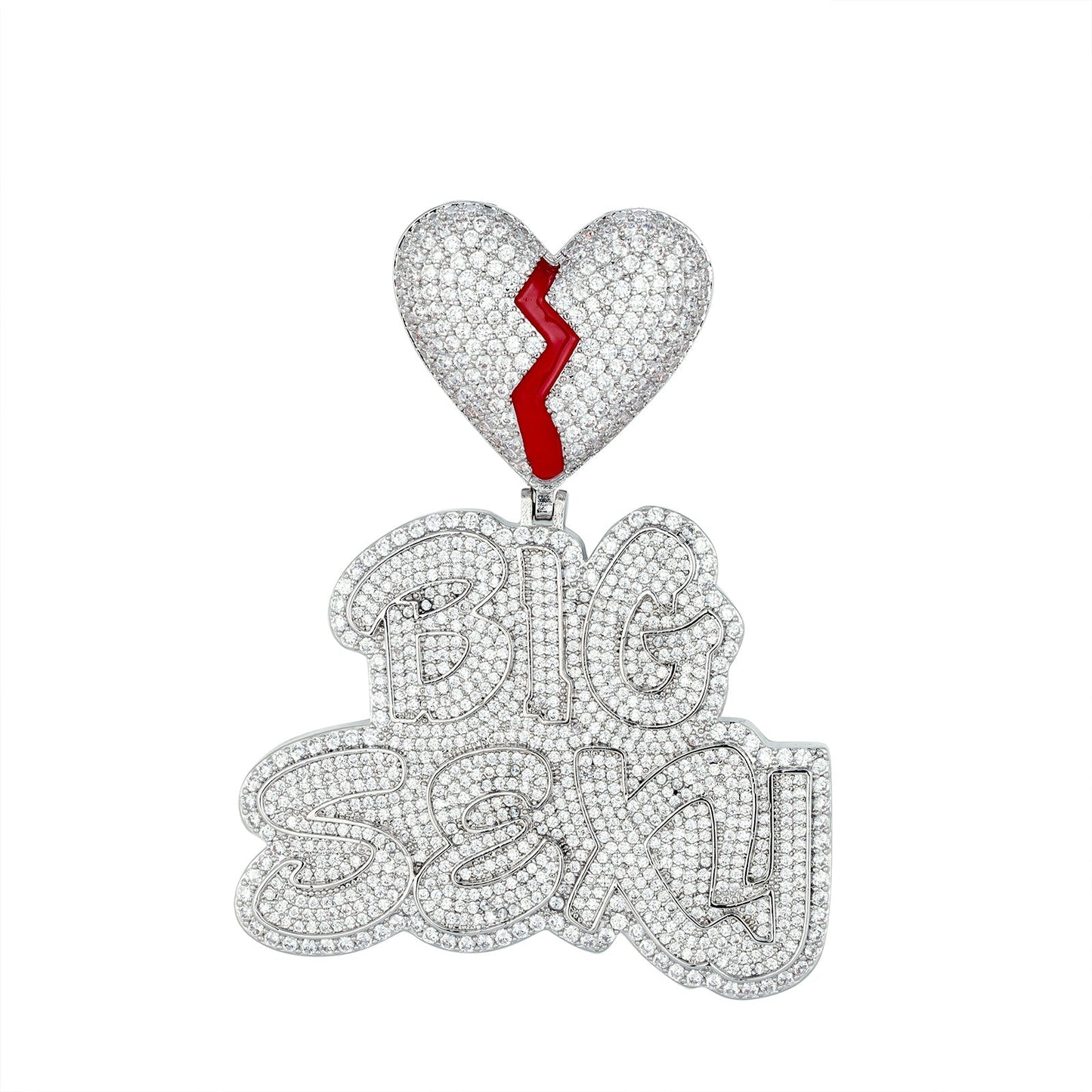 S.Silver CZ Broken Heart Word Designer Pendant RP