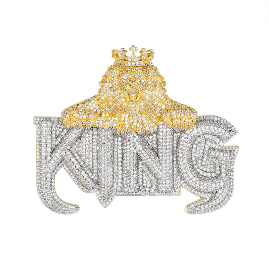 S.Silver CZ Crown Lion King Word Pendant RP+GP