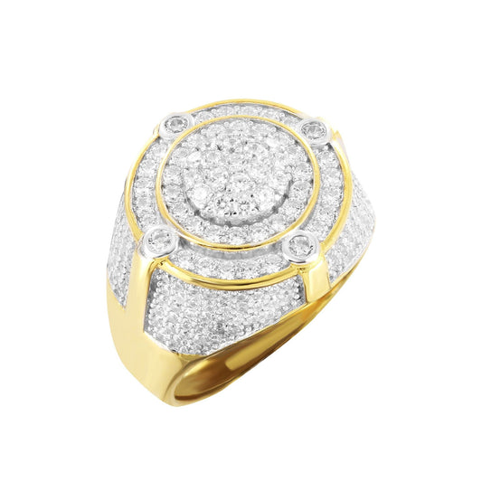 S.Silver Round Shape Halo Designer Mens Ring RP+GP