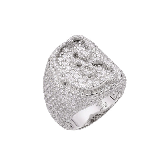 S.Silver Round Baugette Moissanite Albhabet C letter Initial SZ 10 Mens Ring RP 7-1/10 Cttw